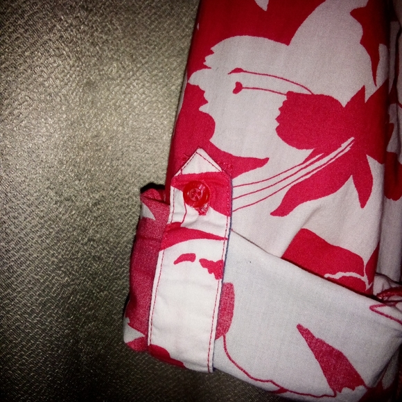 Tommy Hilfiger Pink and White Hawaiian Print Button Blouse Size M - Picture 5 of 14